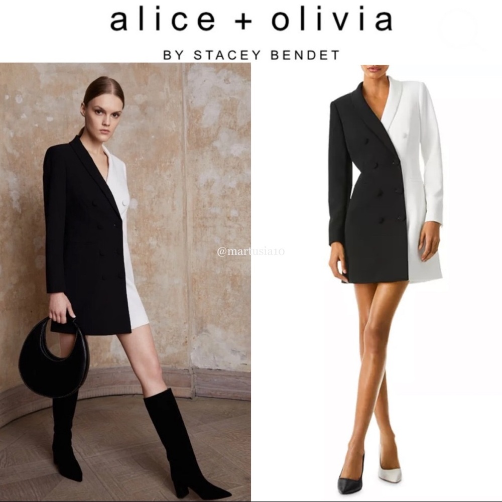 COPY - Alice and Olivia Kyrie Color Block Tuxedo Mini Dress 6 440$